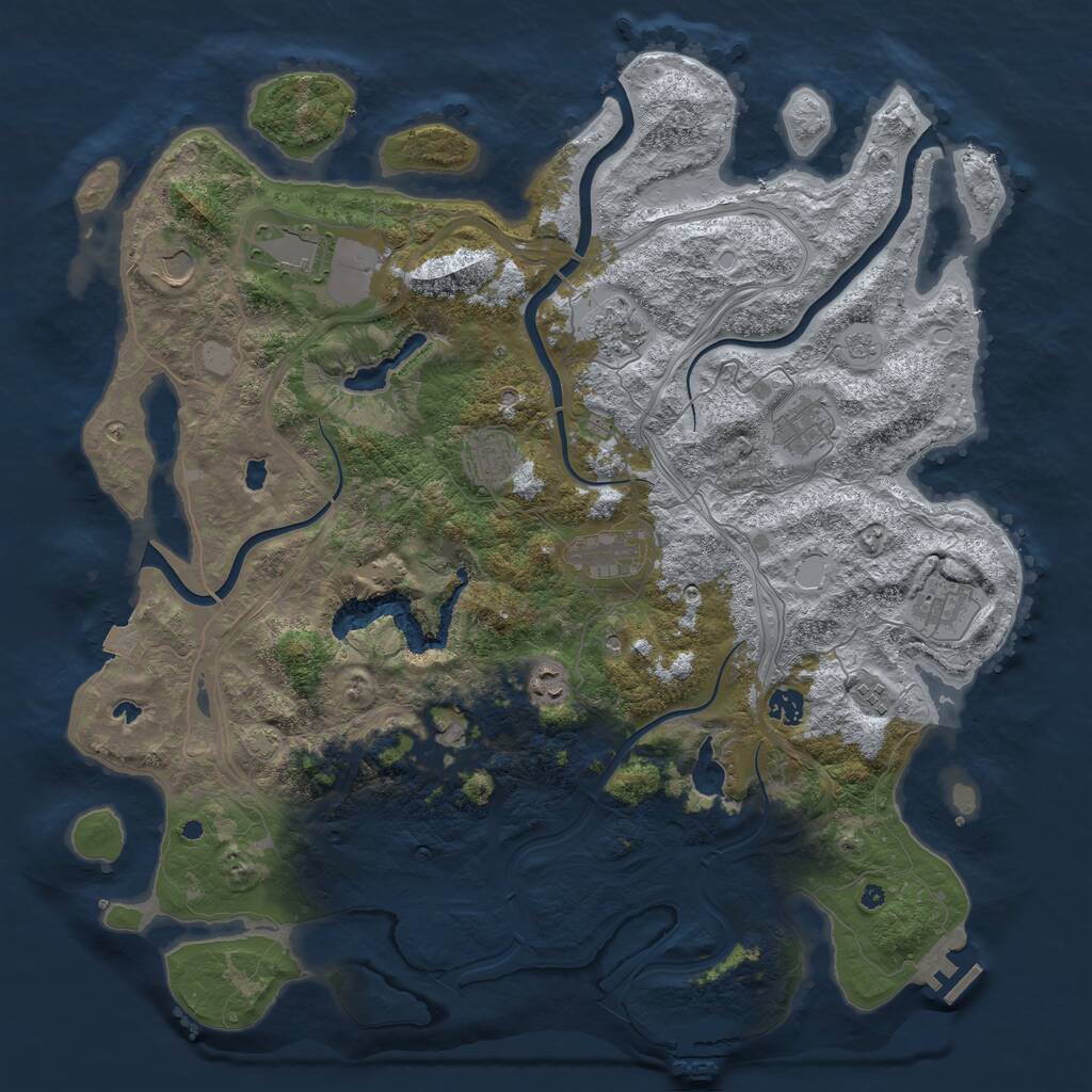 Rust Map: Procedural Map, Size: 4500, Seed: 461942067, 17 Monuments