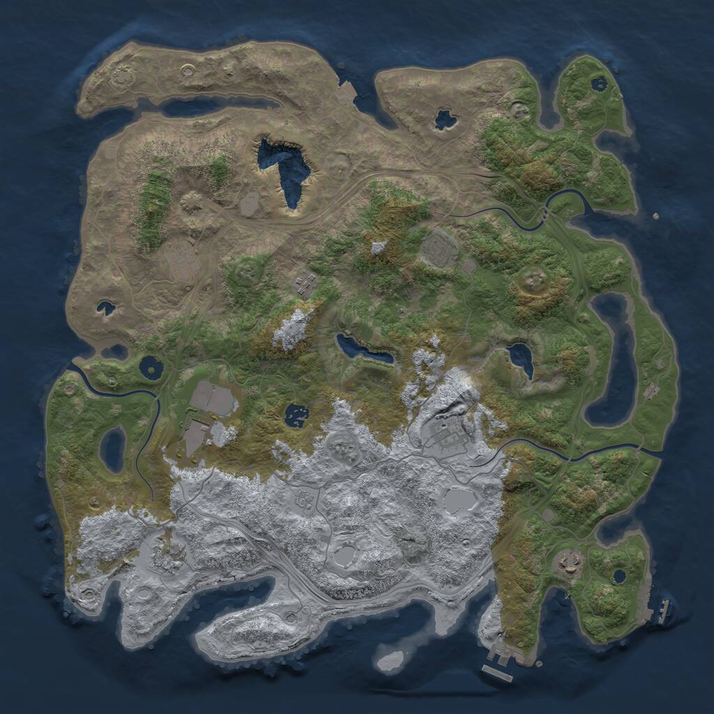 Rust Map: Procedural Map, Size: 4500, Seed: 694595997, 14 Monuments