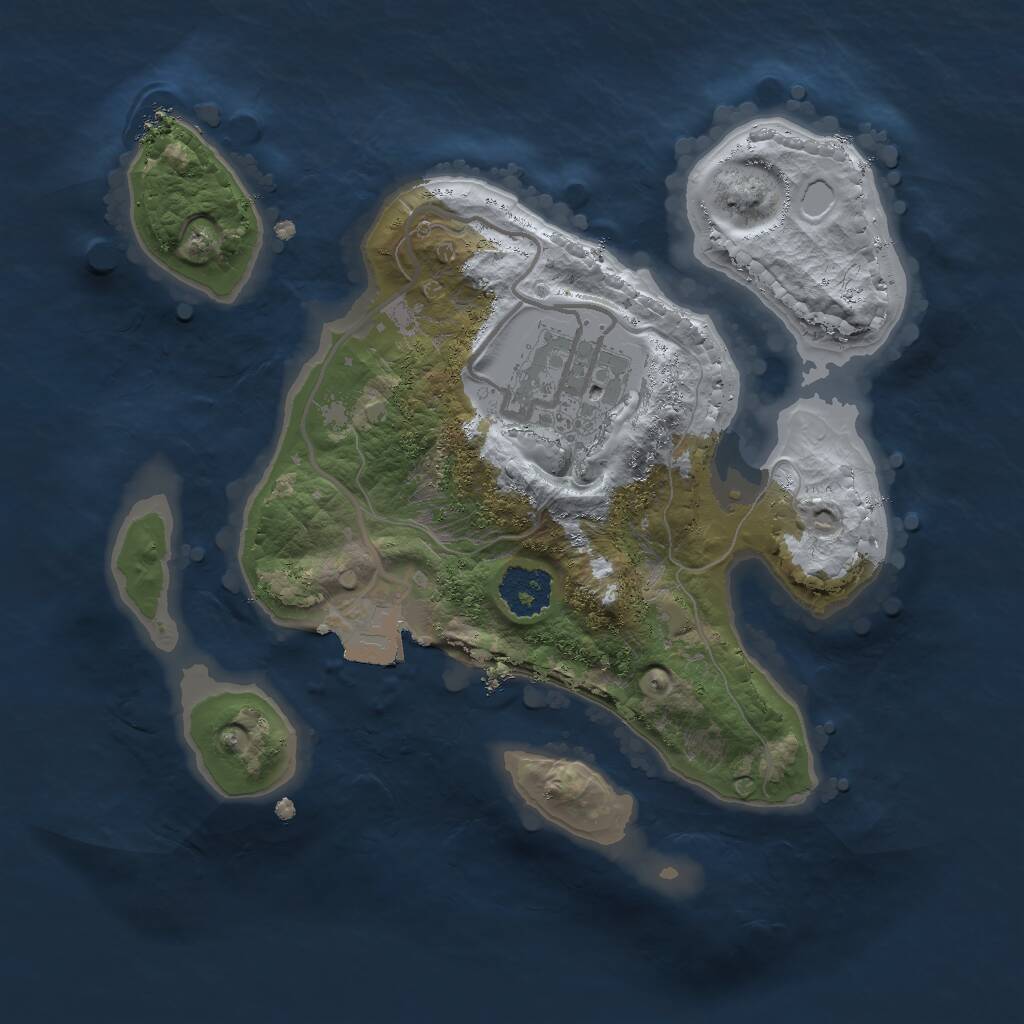 Rust Map: Procedural Map, Size: 2000, Seed: 2520, 2 Monuments