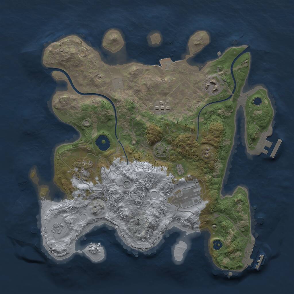 Rust Map: Procedural Map, Size: 3000, Seed: 1722625293, 10 Monuments