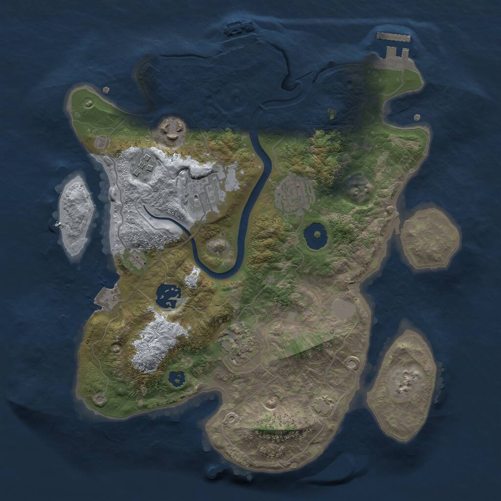 Rust Map: Procedural Map, Size: 3000, Seed: 877584570, 10 Monuments