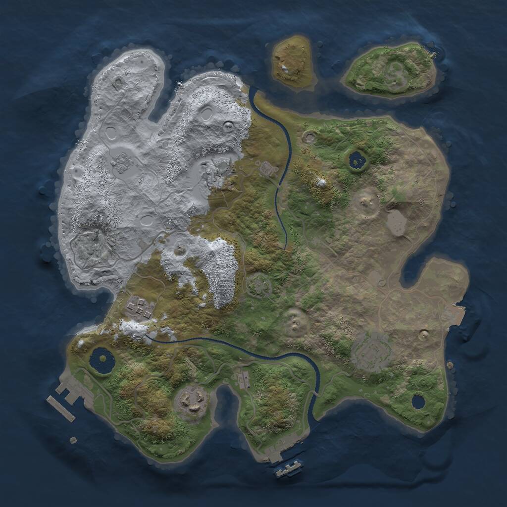 Rust Map: Procedural Map, Size: 3000, Seed: 3370, 9 Monuments