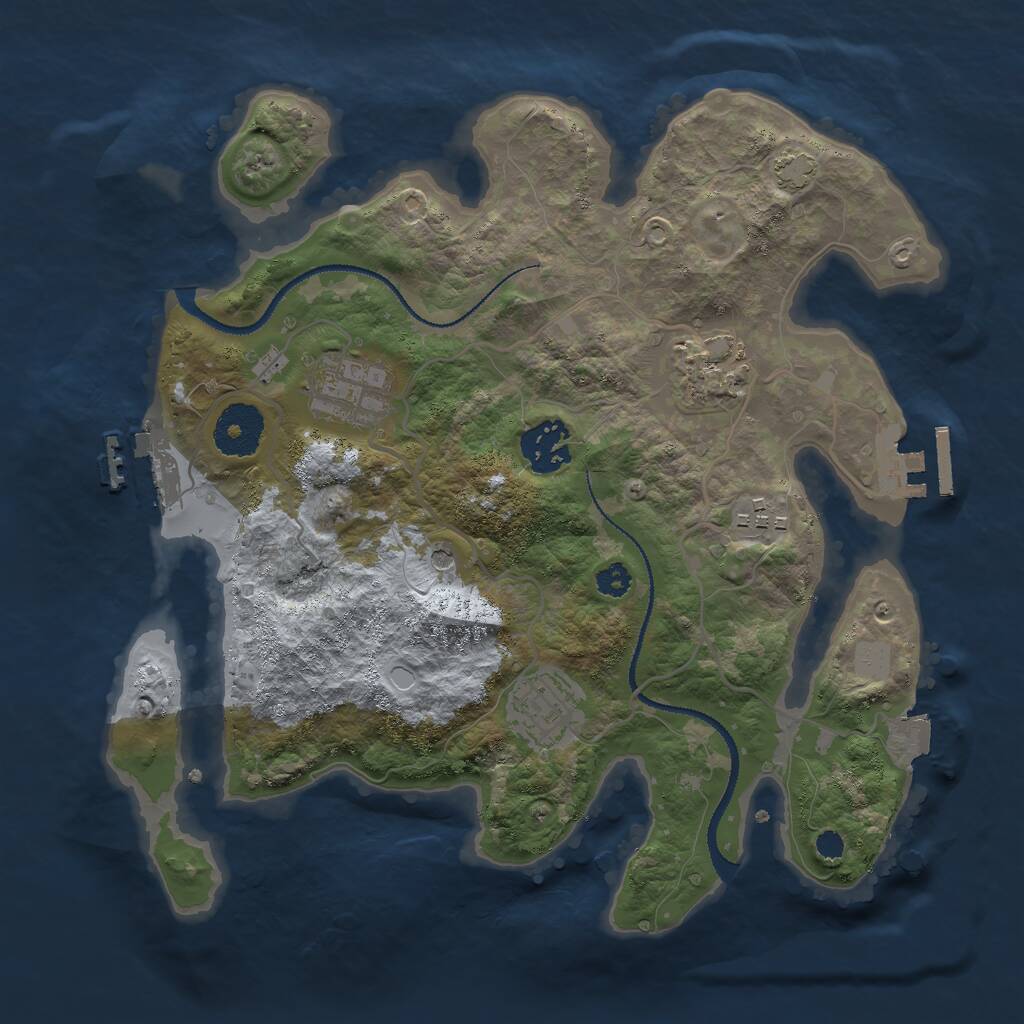 Rust Map: Procedural Map, Size: 3000, Seed: 12548, 10 Monuments