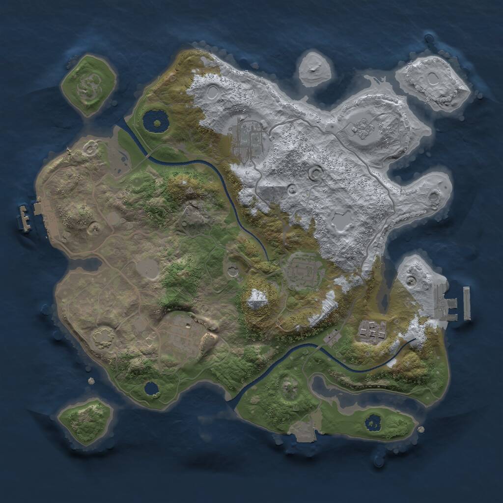 Rust Map: Procedural Map, Size: 3000, Seed: 16422, 10 Monuments