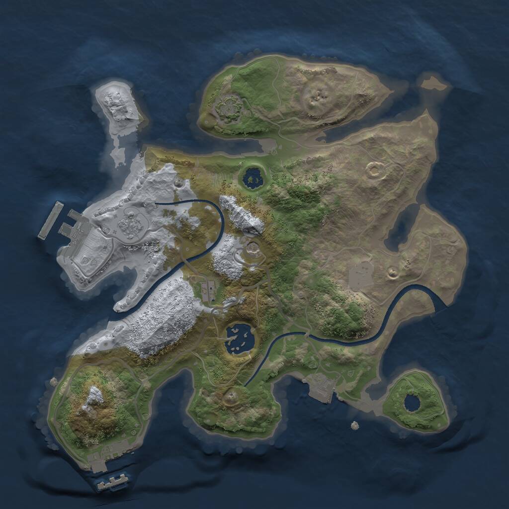 Rust Map: Procedural Map, Size: 2500, Seed: 13516, 7 Monuments