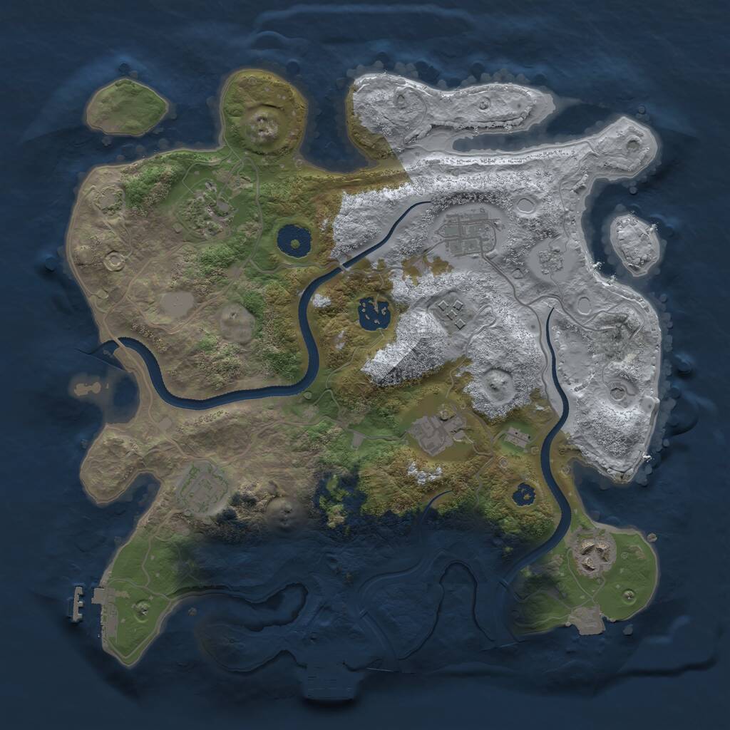 Rust Map: Procedural Map, Size: 3250, Seed: 1593071430, 13 Monuments