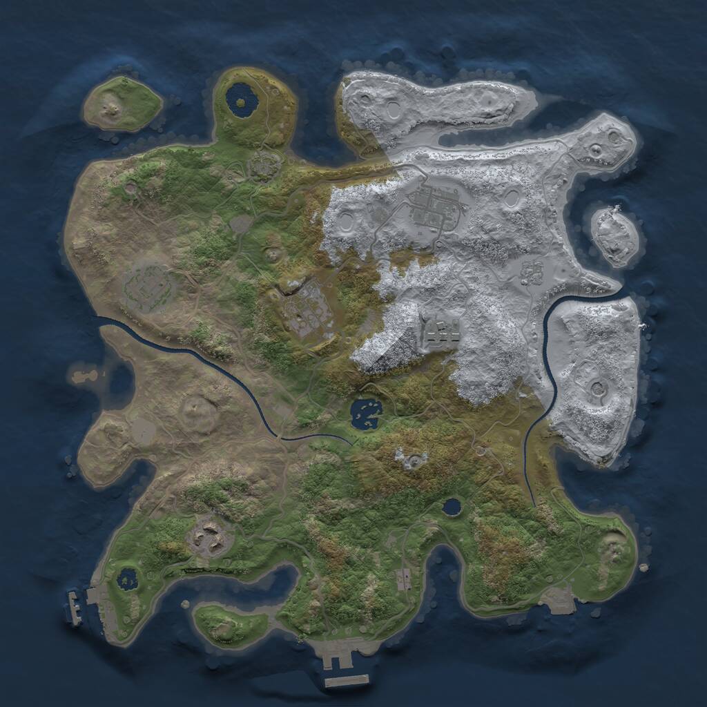 Rust Map: Procedural Map, Size: 3250, Seed: 1593071430, 12 Monuments