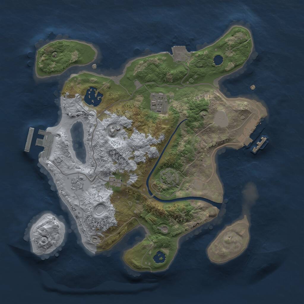 Rust Map: Procedural Map, Size: 2500, Seed: 5000000, 7 Monuments