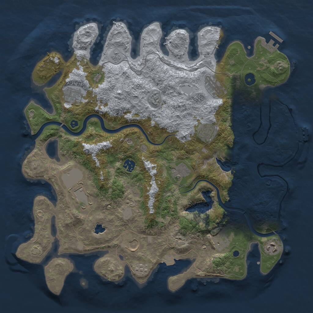 Rust Map: Procedural Map, Size: 4000, Seed: 8770004, 16 Monuments