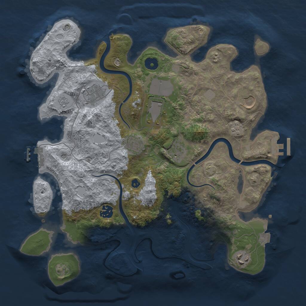 Rust Map: Procedural Map, Size: 3500, Seed: 1318875697, 14 Monuments