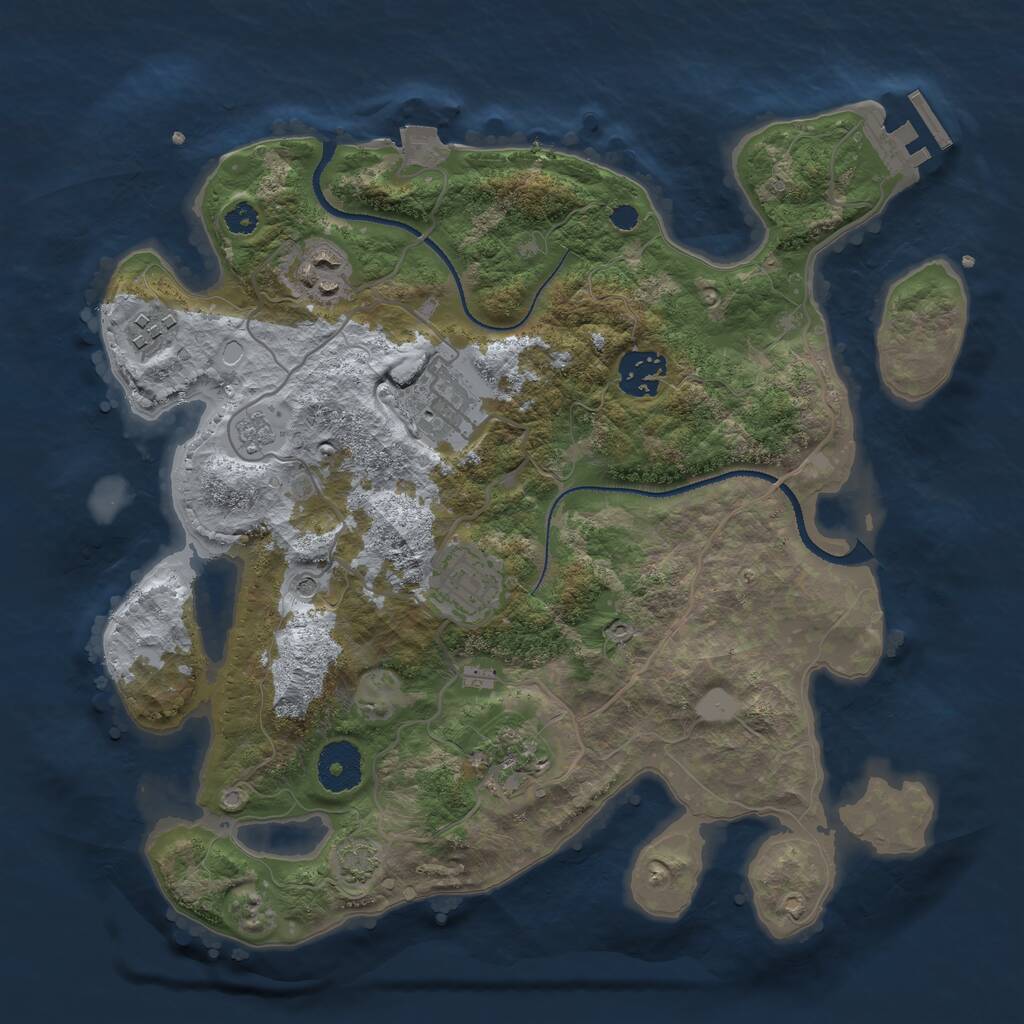 Rust Map: Procedural Map, Size: 3200, Seed: 171415425, 11 Monuments