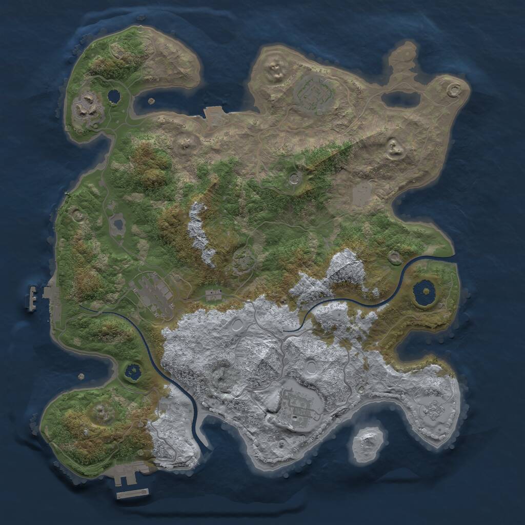 Rust Map: Procedural Map, Size: 3300, Seed: 1099165145, 10 Monuments
