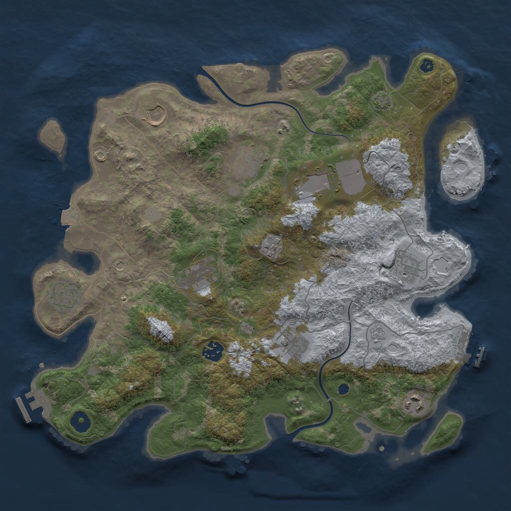 Rust Map: Procedural Map, Size: 3800, Seed: 73652922, 16 Monuments