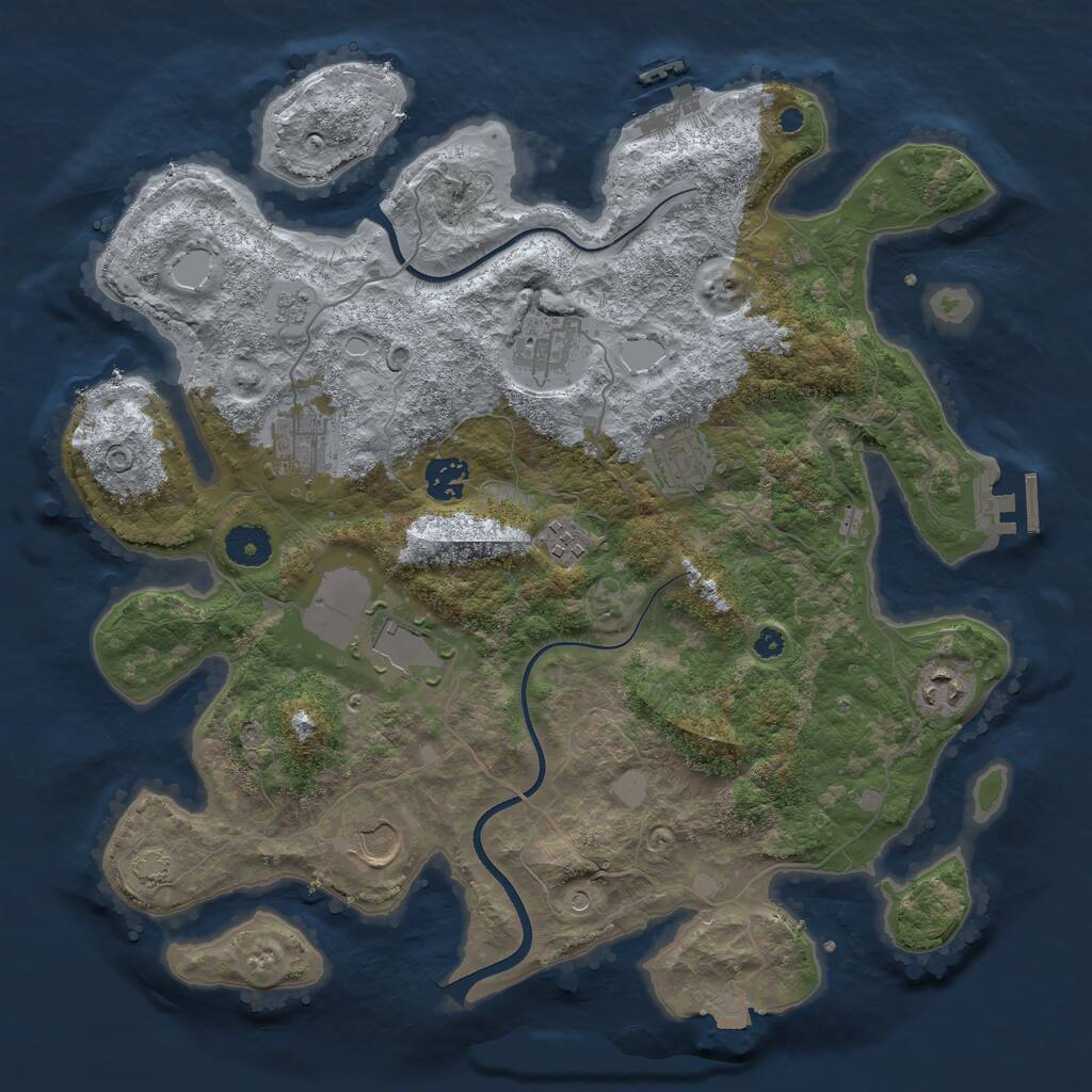 Rust Map: Procedural Map, Size: 3700, Seed: 2114288837, 14 Monuments
