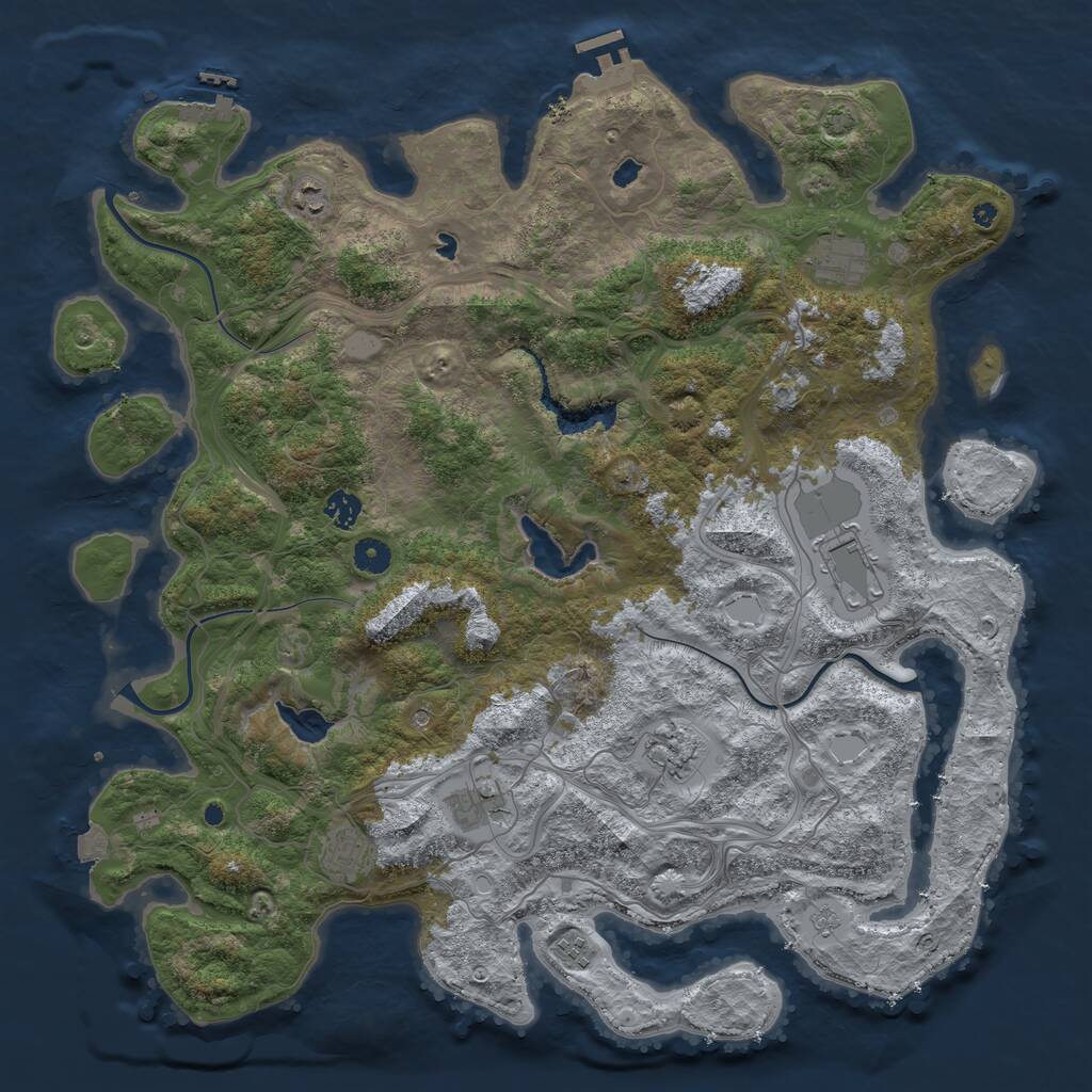 Rust Map: Procedural Map, Size: 4500, Seed: 2548354, 14 Monuments