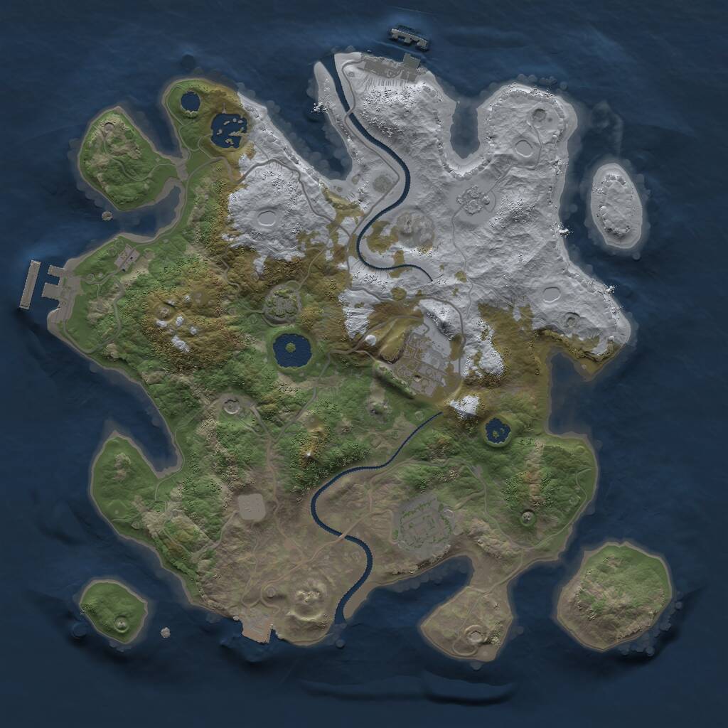 Rust Map: Procedural Map, Size: 3000, Seed: 8103526, 9 Monuments