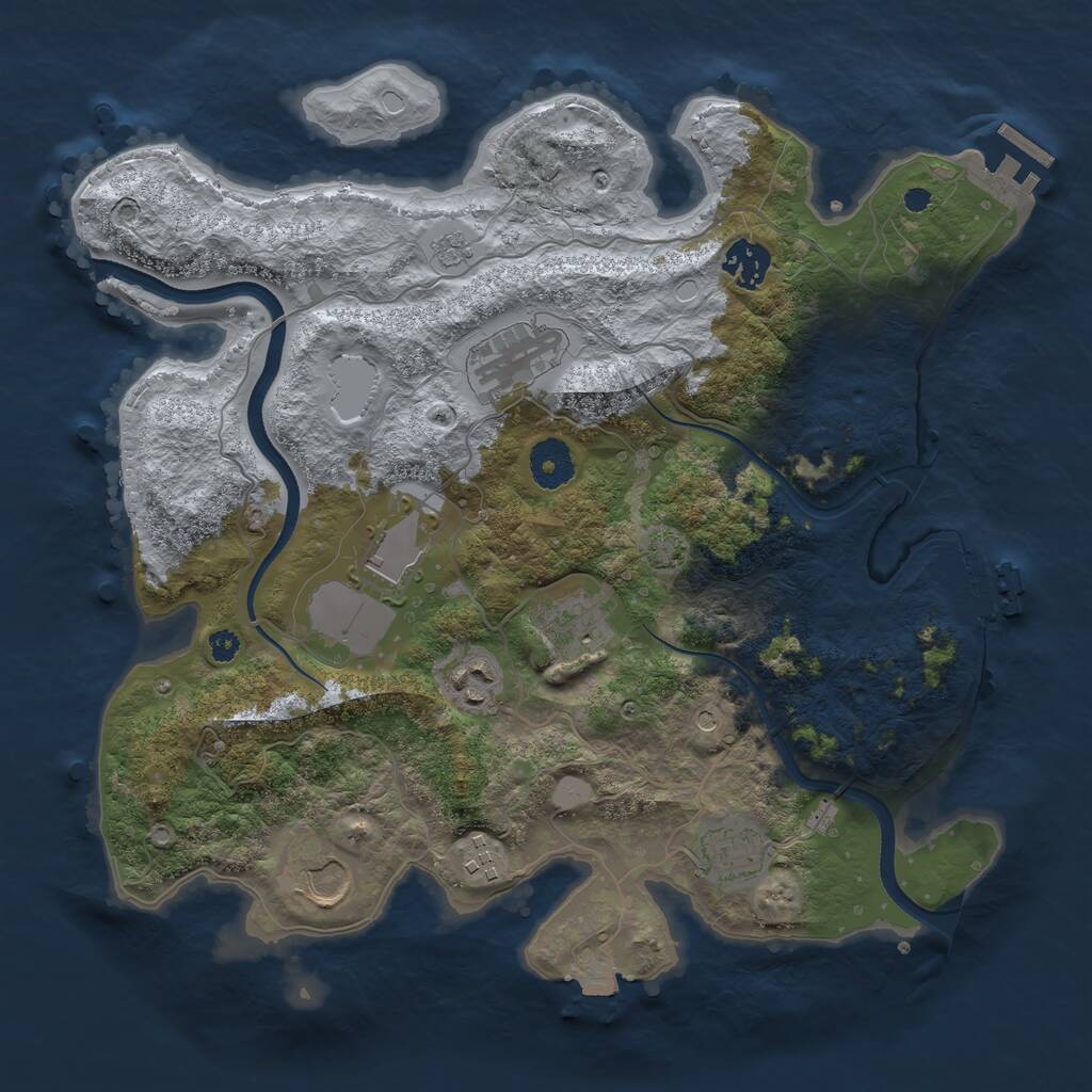 Rust Map: Procedural Map, Size: 3500, Seed: 801188641, 14 Monuments