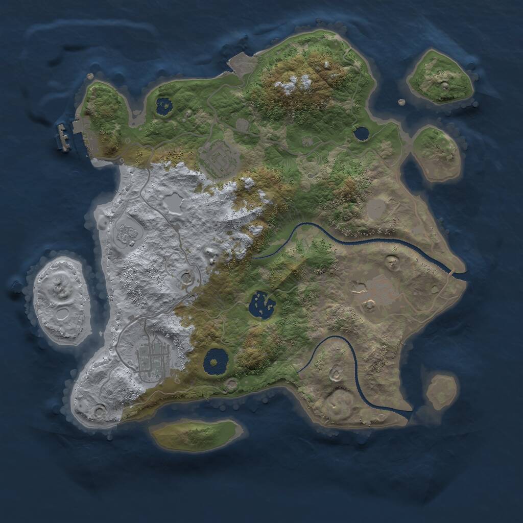 Rust Map: Procedural Map, Size: 3000, Seed: 17354, 8 Monuments
