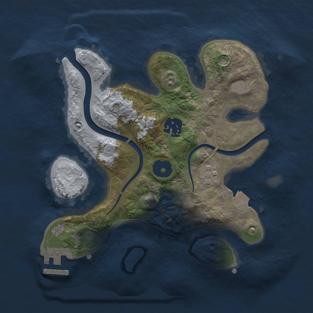 Rust Map: Procedural Map, Size: 2500, Seed: 764764, 4 Monuments