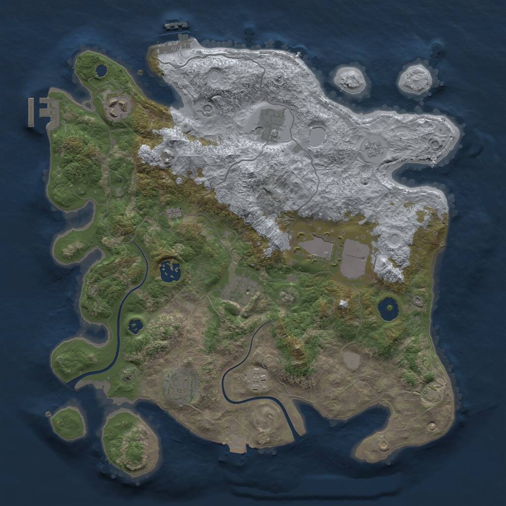 Rust Map: Procedural Map, Size: 3500, Seed: 1864013700, 13 Monuments