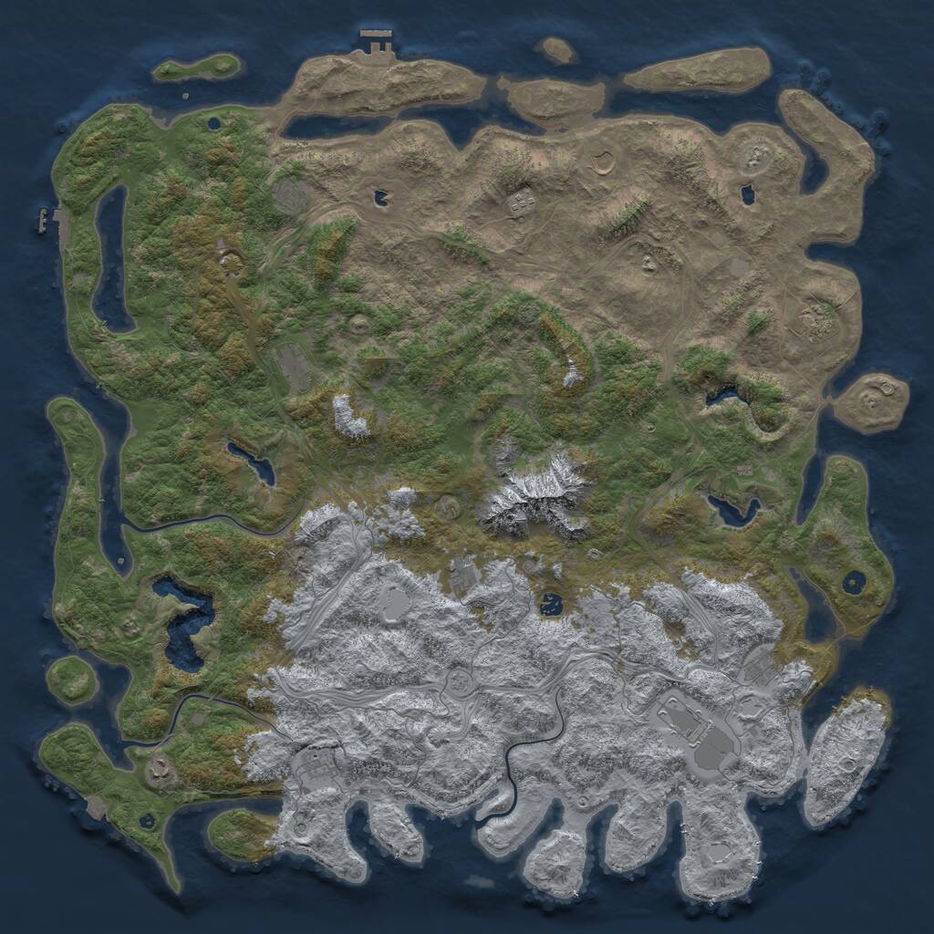 Rust Map: Procedural Map, Size: 6000, Seed: 5566, 17 Monuments