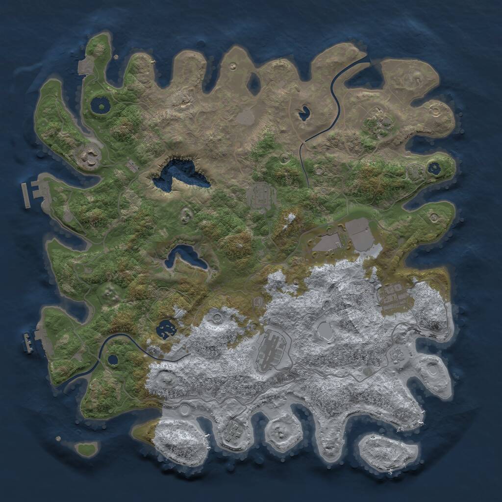 Rust Map: Procedural Map, Size: 4000, Seed: 516848258, 14 Monuments