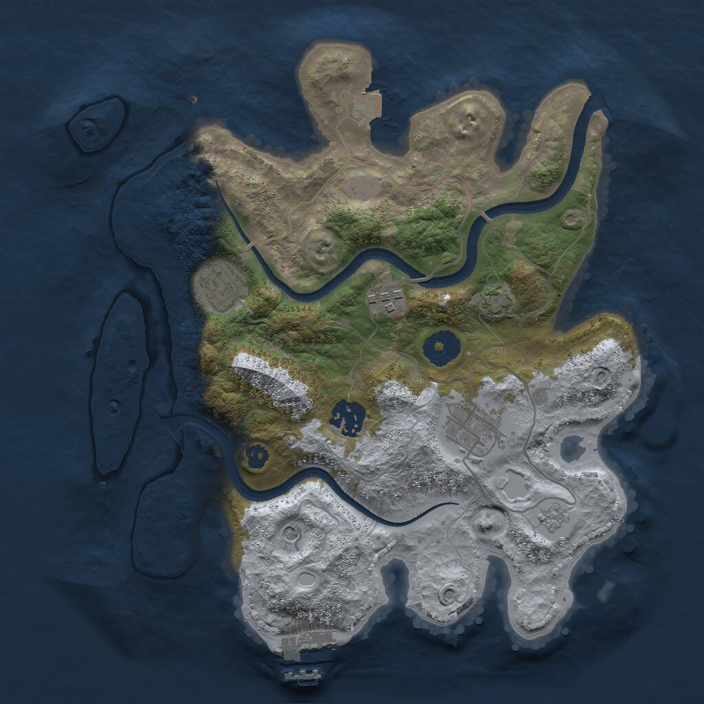 Rust Map: Procedural Map, Size: 3000, Seed: 49586, 9 Monuments