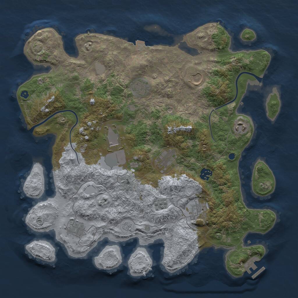 Rust Map: Procedural Map, Size: 3750, Seed: 953459973, 14 Monuments