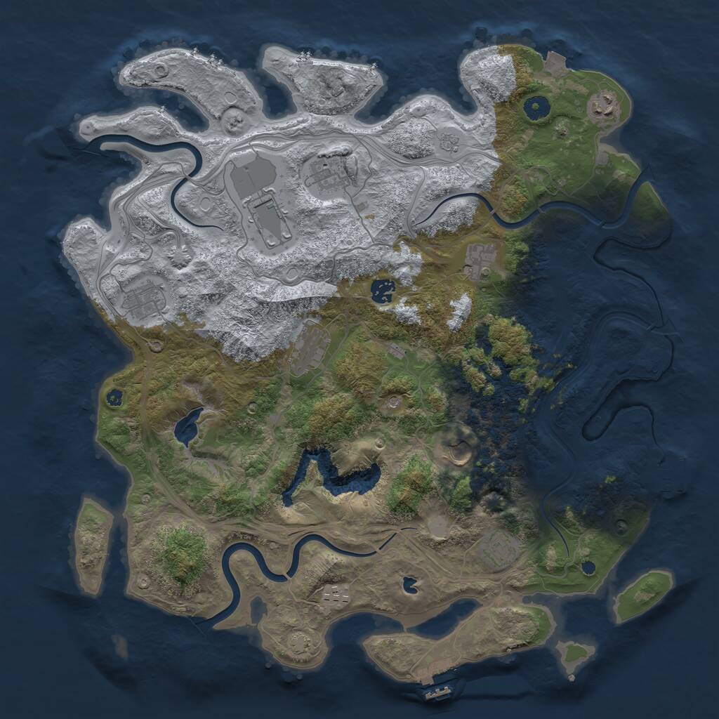 Rust Map: Procedural Map, Size: 4300, Seed: 456721, 16 Monuments
