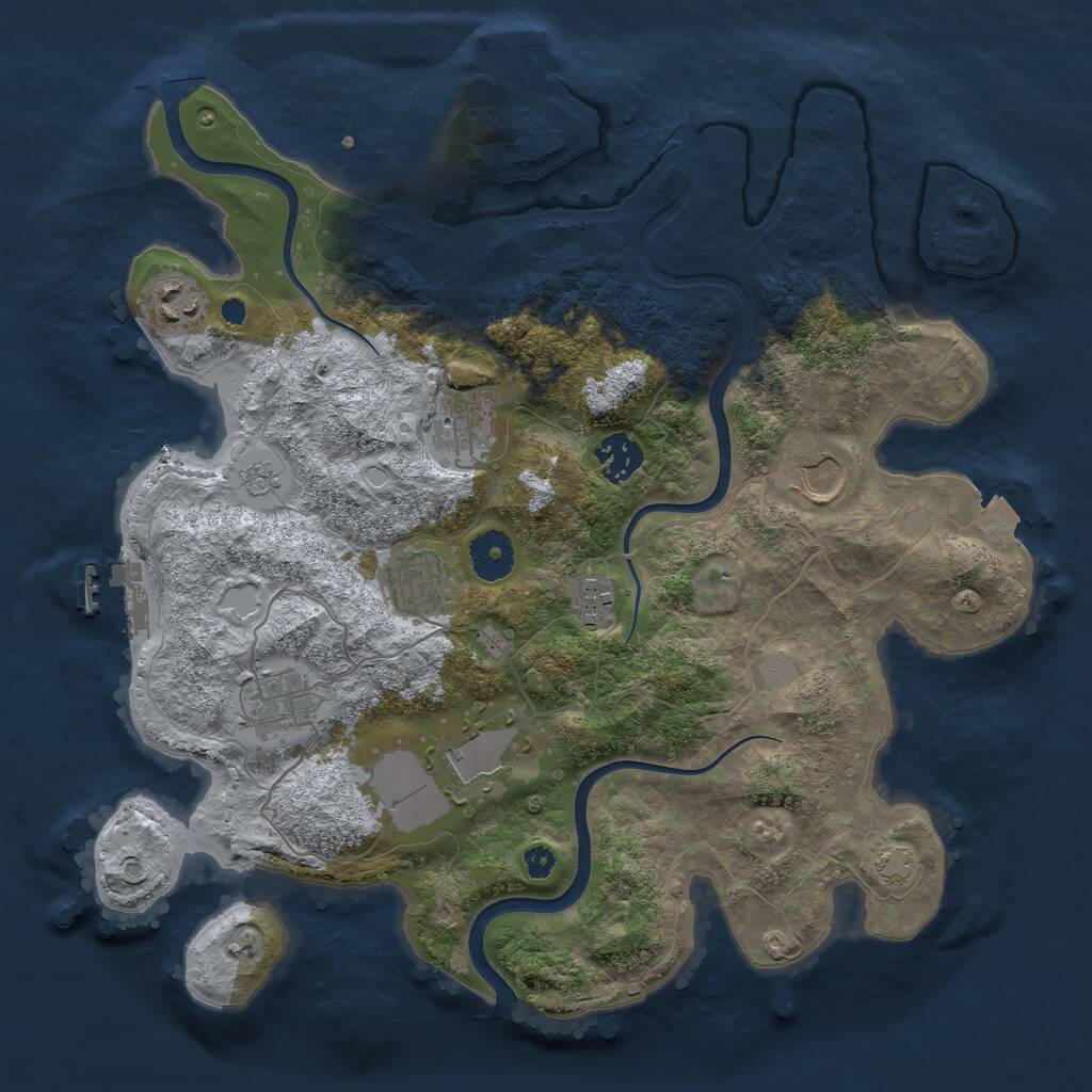 Rust Map: Procedural Map, Size: 3500, Seed: 1201413329, 13 Monuments