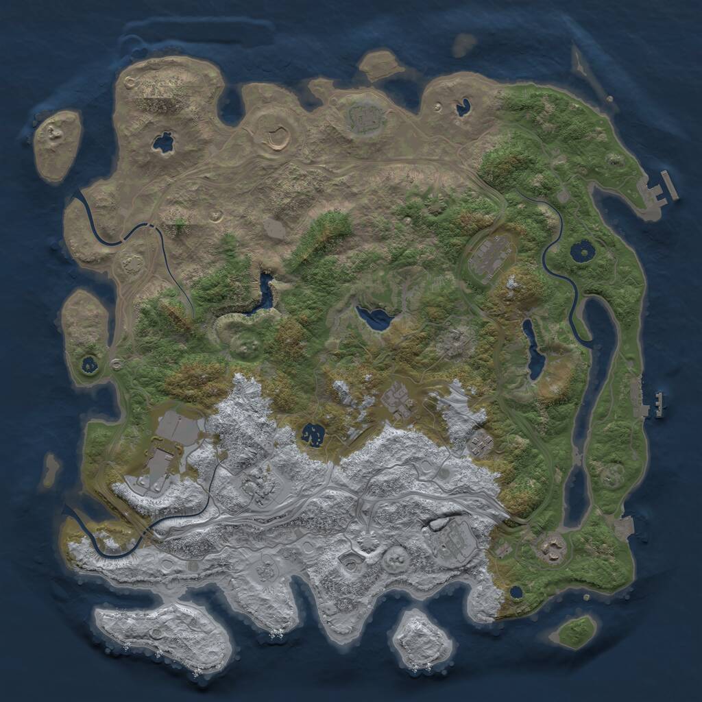 Rust Map: Procedural Map, Size: 4500, Seed: 278748421, 16 Monuments