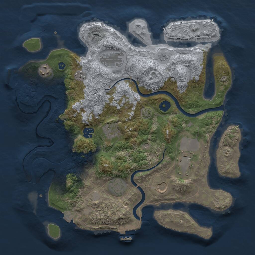 Rust Map: Procedural Map, Size: 3500, Seed: 527167193, 14 Monuments