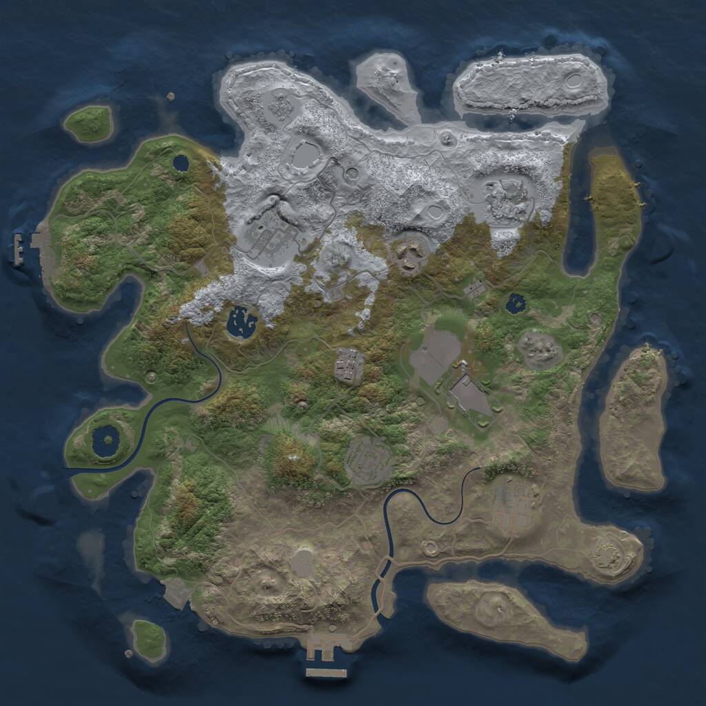 Rust Map: Procedural Map, Size: 3500, Seed: 527167193, 14 Monuments