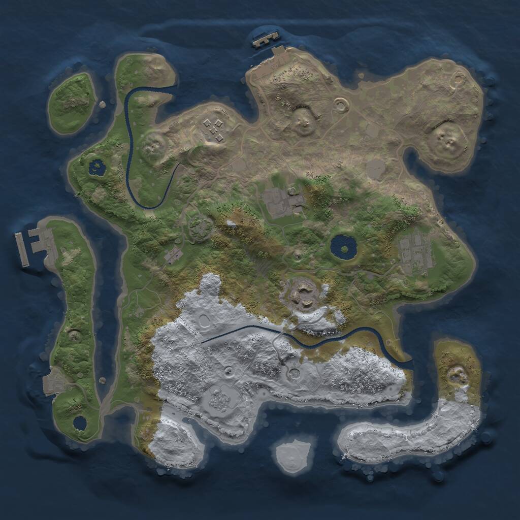 Rust Map: Procedural Map, Size: 3000, Seed: 1615964094, 10 Monuments
