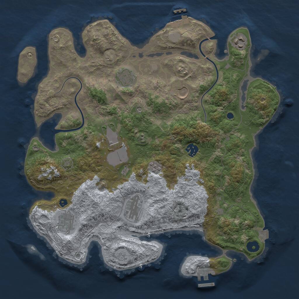 Rust Map: Procedural Map, Size: 3700, Seed: 2337529, 14 Monuments