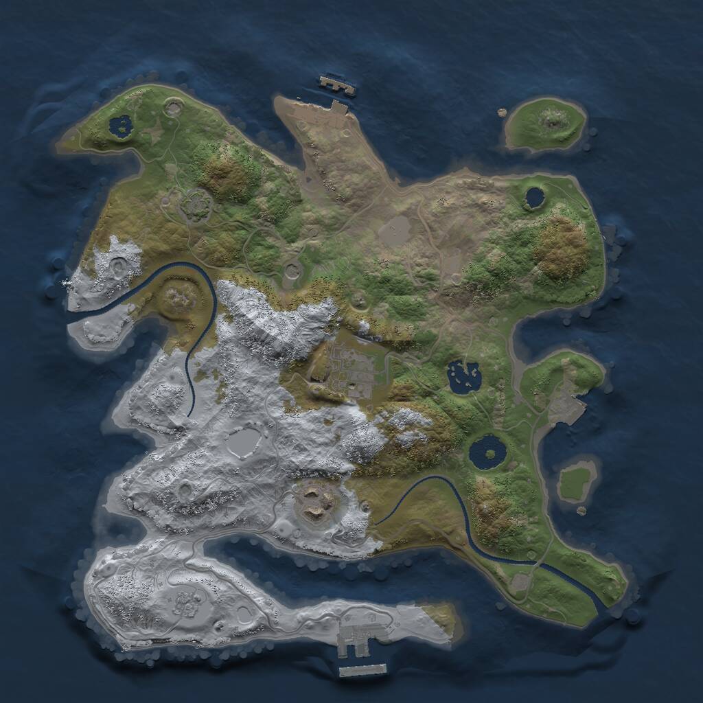 Rust Map: Procedural Map, Size: 3000, Seed: 953568273, 9 Monuments