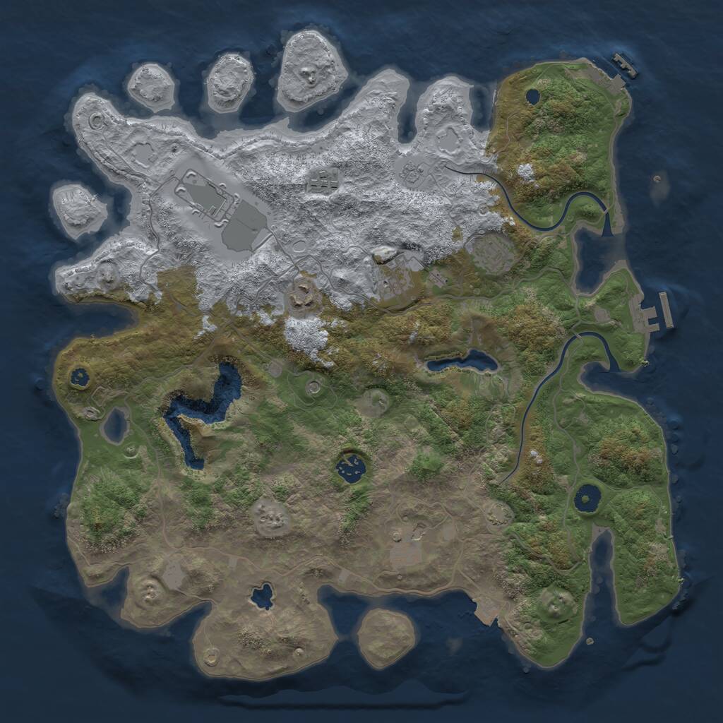 Rust Map: Procedural Map, Size: 4000, Seed: 83152035, 13 Monuments