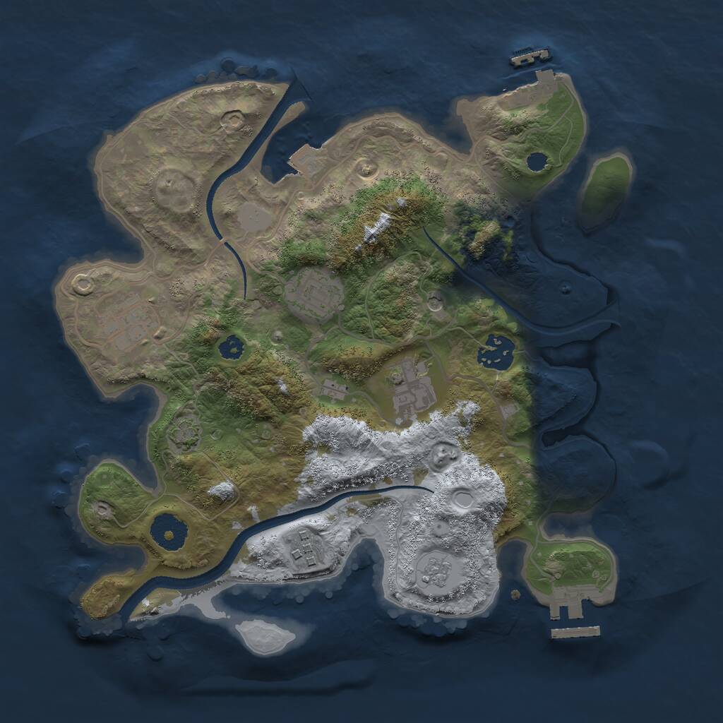 Rust Map: Procedural Map, Size: 3000, Seed: 716584, 11 Monuments