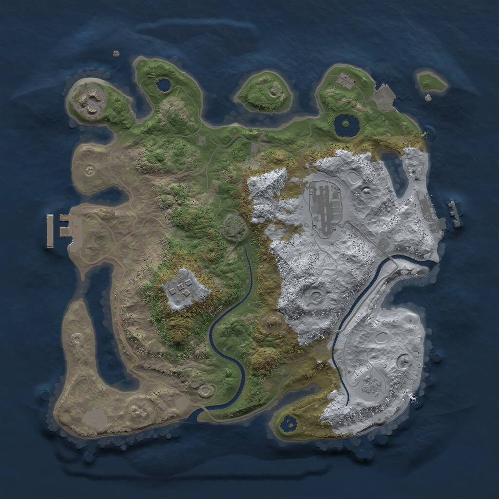 Rust Map: Procedural Map, Size: 3000, Seed: 13757, 9 Monuments