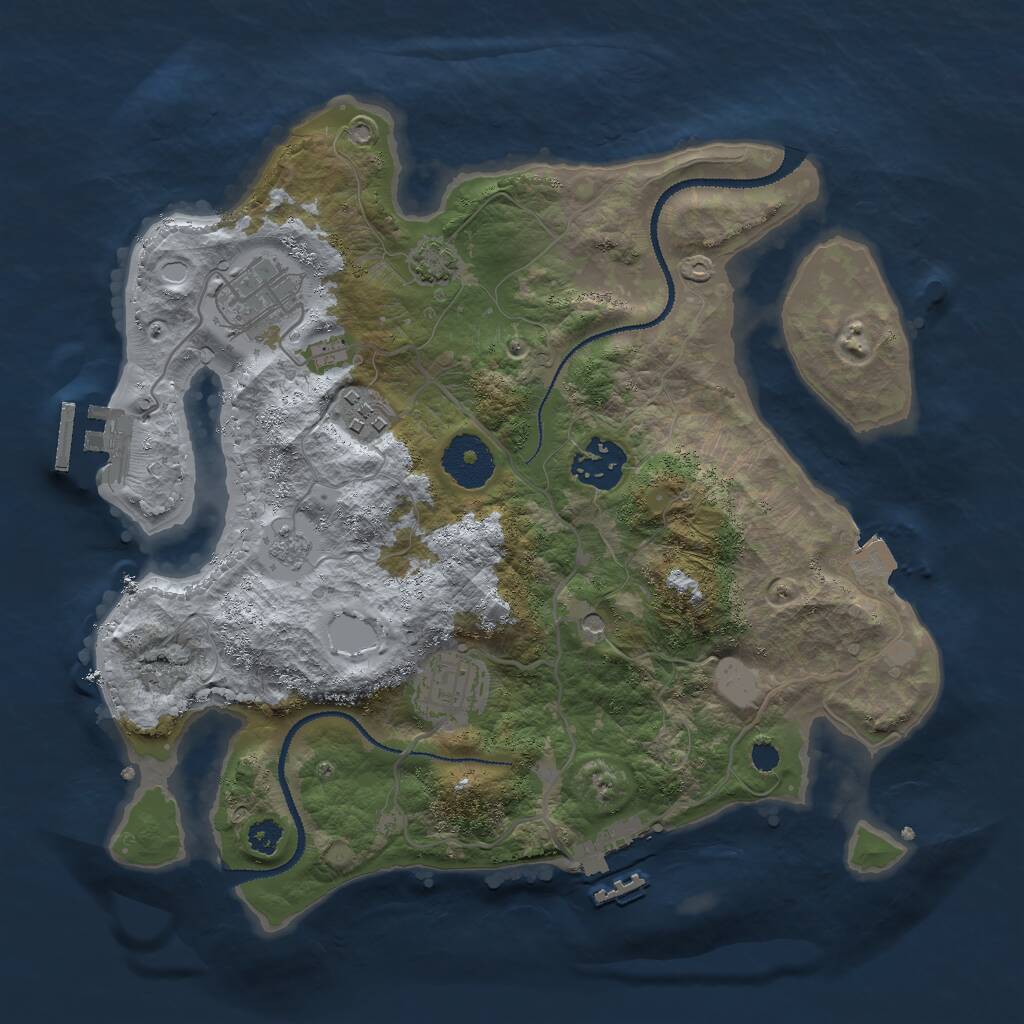 Rust Map: Procedural Map, Size: 3000, Seed: 24157, 10 Monuments