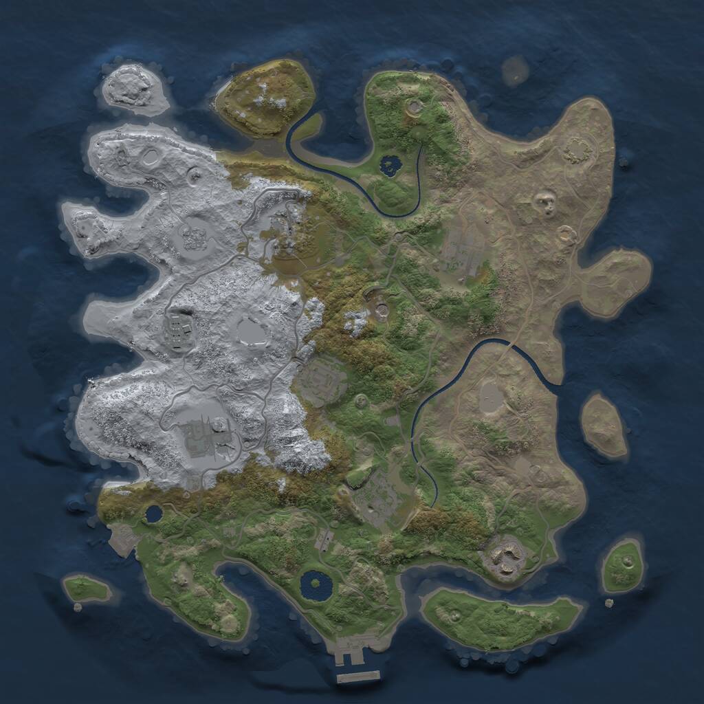 Rust Map: Procedural Map, Size: 3300, Seed: 1164853782, 12 Monuments