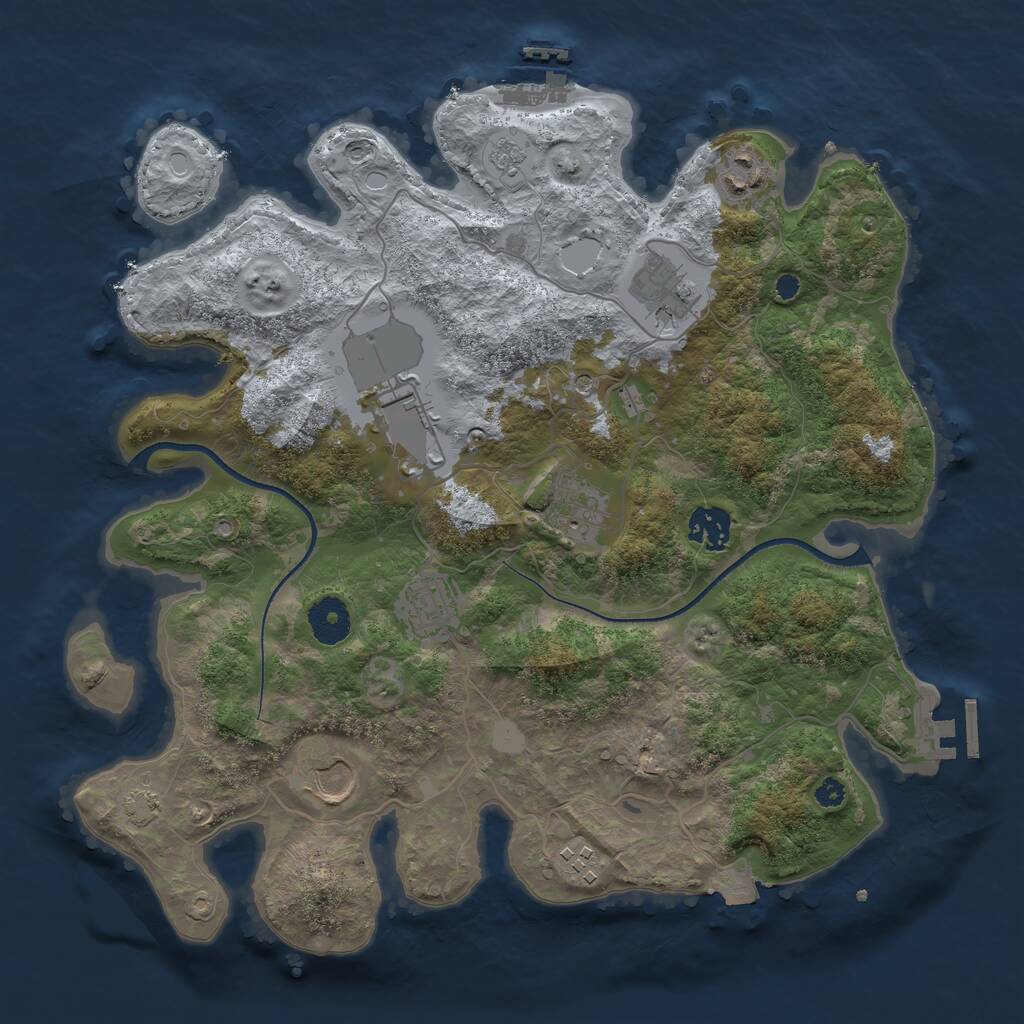 Rust Map: Procedural Map, Size: 3500, Seed: 1929514476, 14 Monuments