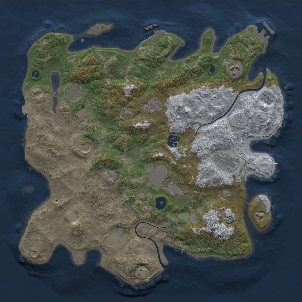 Rust Map: Procedural Map, Size: 3800, Seed: 31133880, 15 Monuments