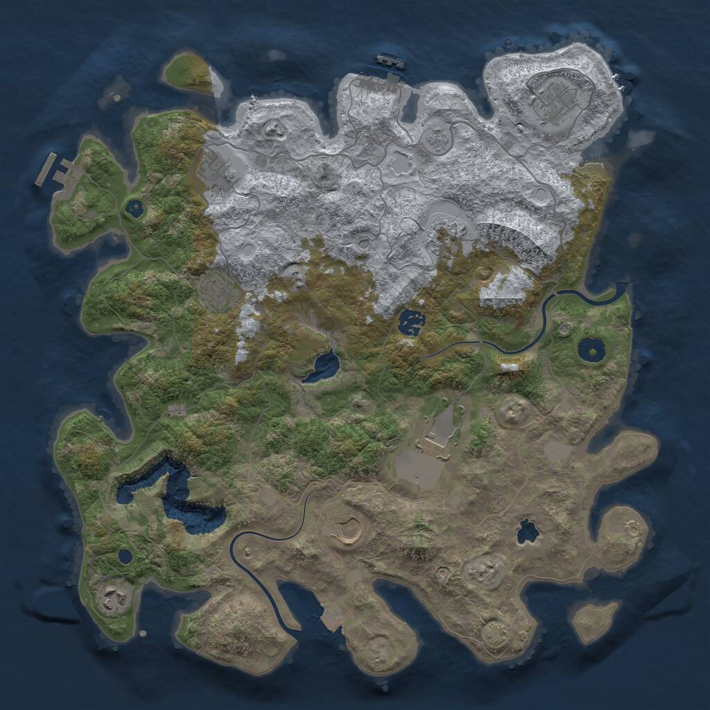 Rust Map: Procedural Map, Size: 4000, Seed: 21384479, 14 Monuments