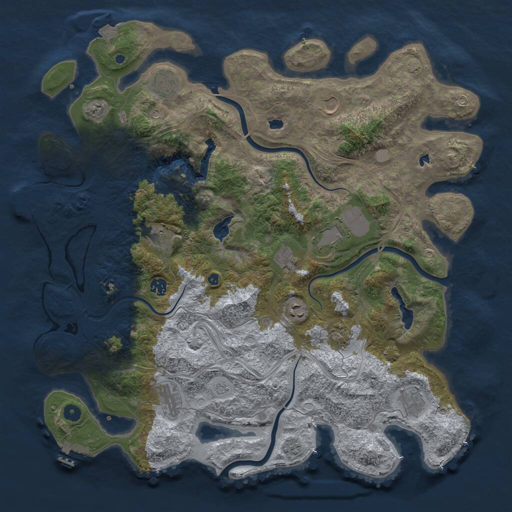 Rust Map: Procedural Map, Size: 4500, Seed: 14285065, 17 Monuments