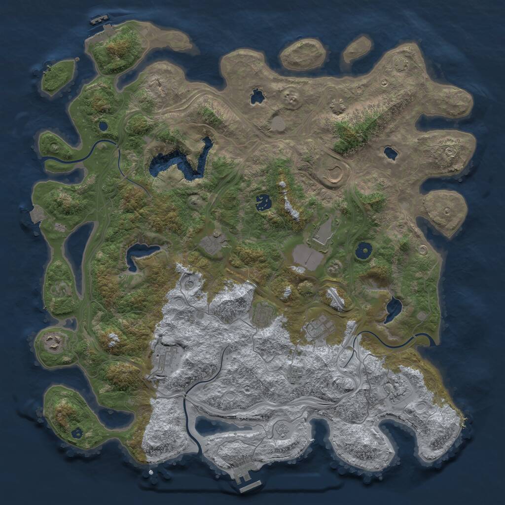 Rust Map: Procedural Map, Size: 4500, Seed: 14285065, 16 Monuments