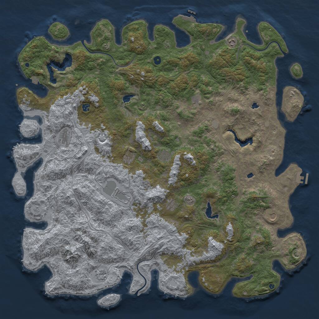 Rust Map: Procedural Map, Size: 6000, Seed: 35871021, 17 Monuments