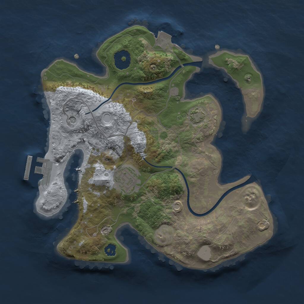 Rust Map: Procedural Map, Size: 2500, Seed: 278595693, 5 Monuments