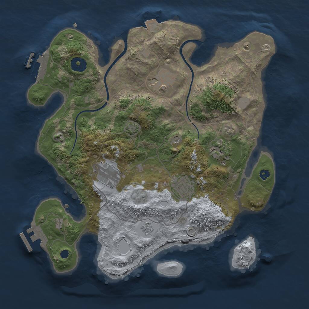 Rust Map: Procedural Map, Size: 3000, Seed: 30078, 10 Monuments