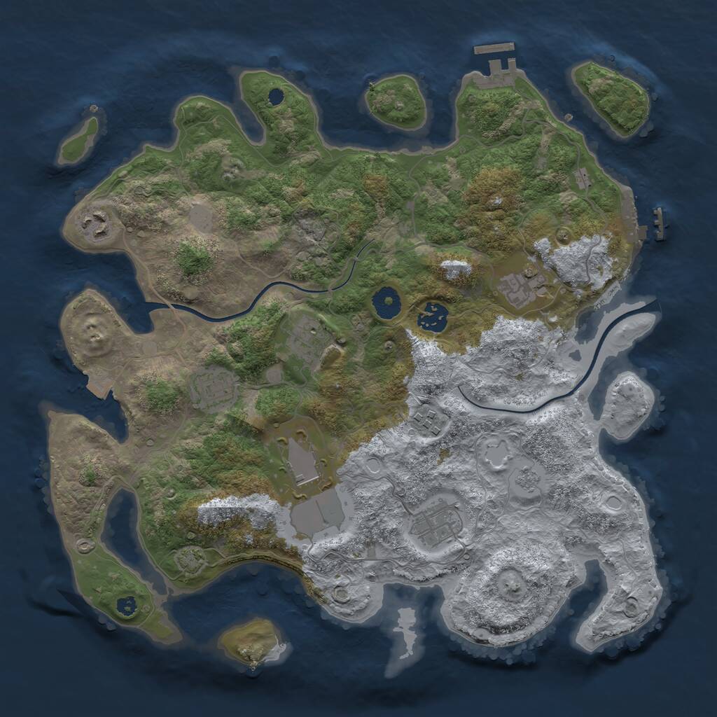 Rust Map: Procedural Map, Size: 3600, Seed: 218831, 13 Monuments
